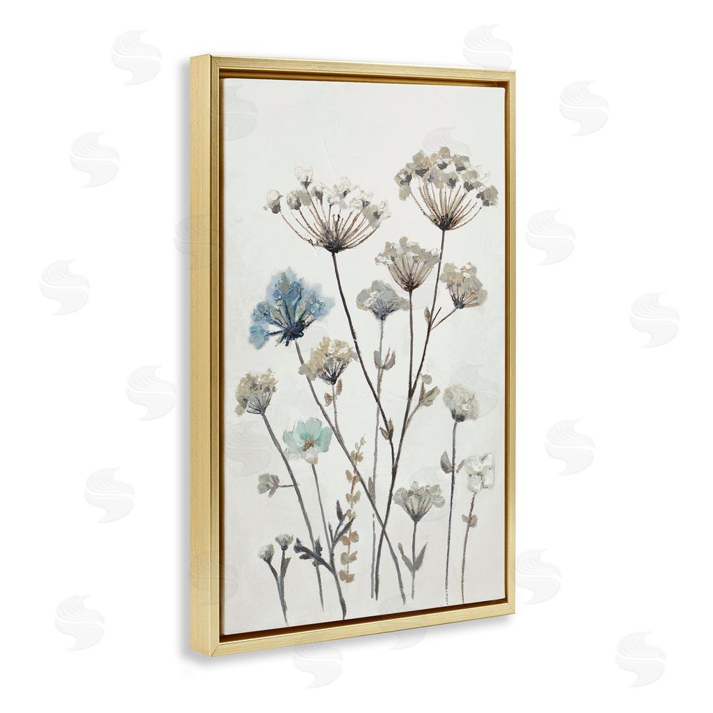 Patricia Pinto Neutral Jardin Azul Gold Floating Frame Canvas Wall Art Print