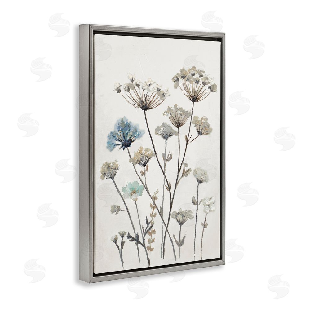 Patricia Pinto Neutral Jardin Azul Gray Floating Frame Canvas Wall Art Print