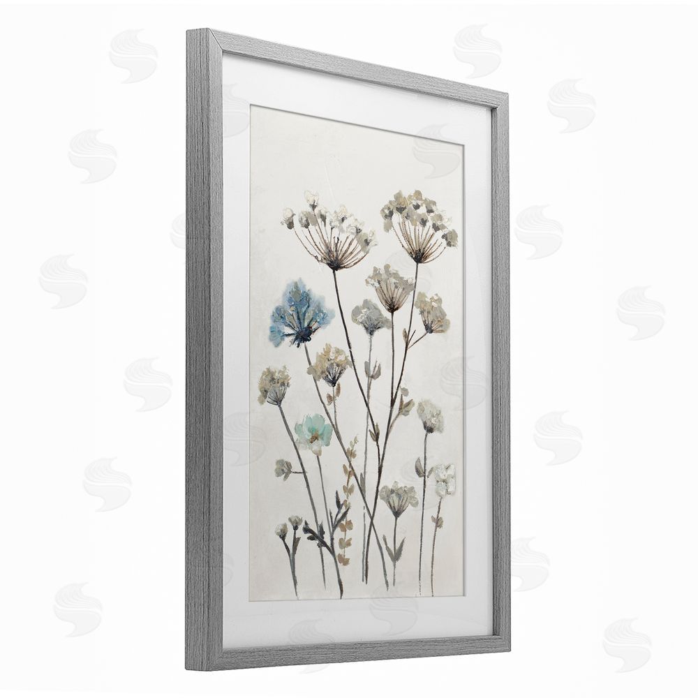 Patricia Pinto Neutral Jardin Azul Gray Framed Print Under Glass Wall Art