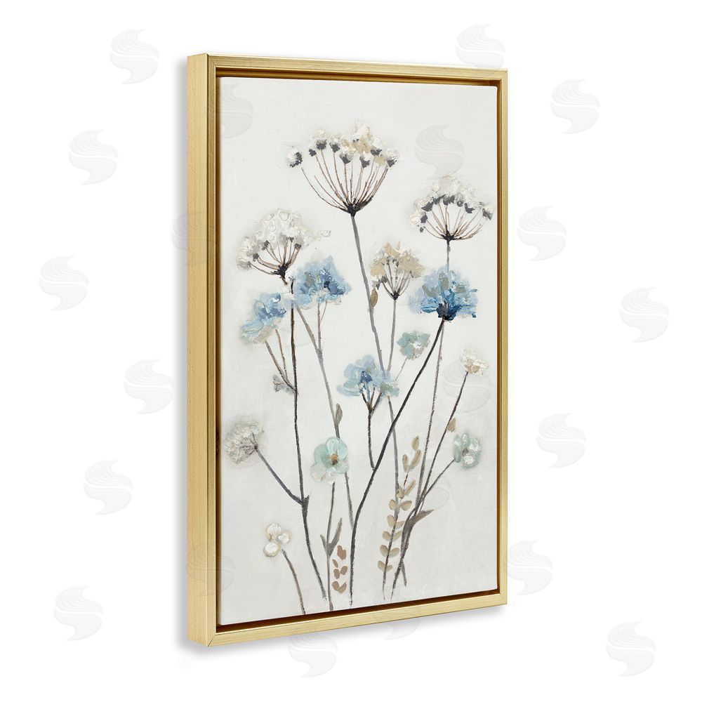 Patricia Pinto Soft Jardin Azul Gold Floating Frame Canvas Wall Art Print