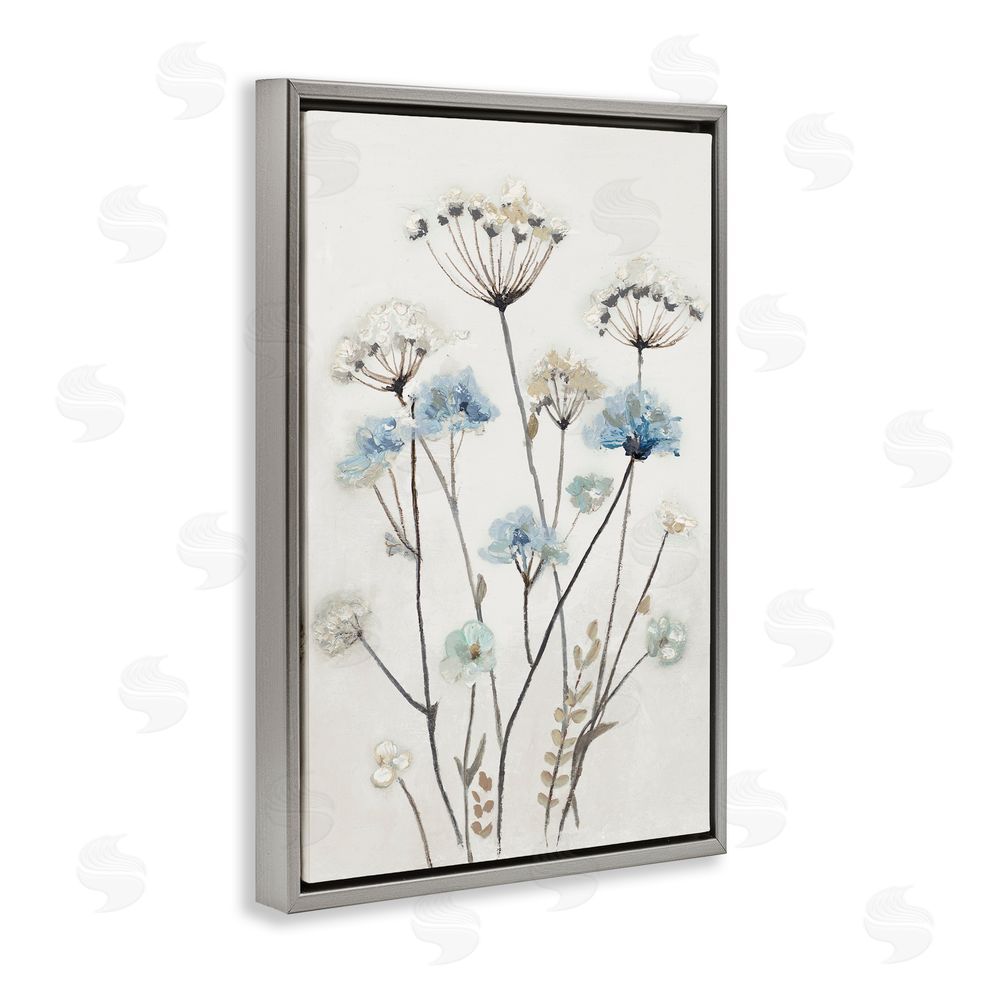 Patricia Pinto Soft Jardin Azul Gray Floating Frame Canvas Wall Art Print