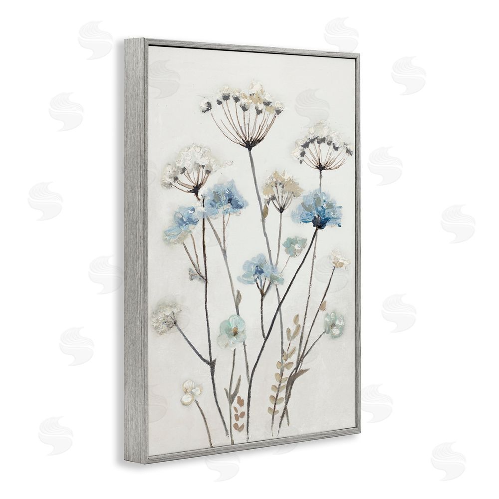 Patricia Pinto Soft Jardin Azul Gray Framed Giclee Wall Art Print