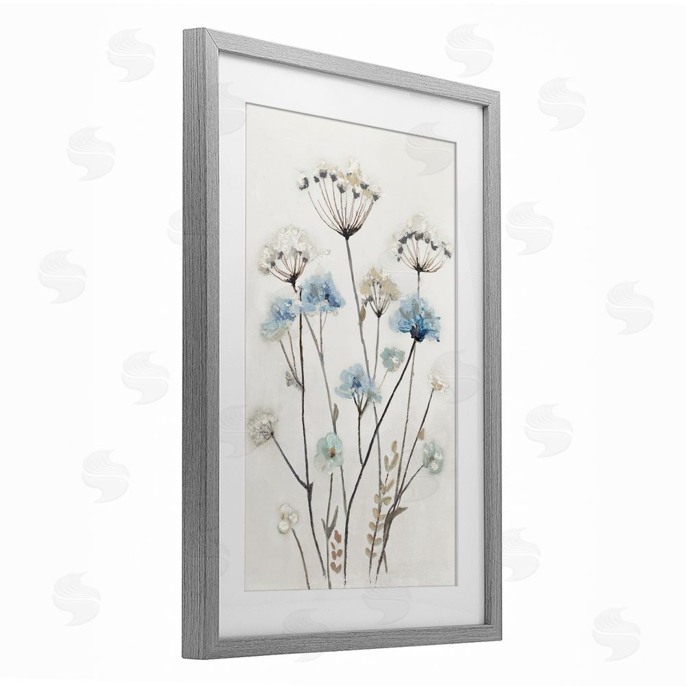Patricia Pinto Soft Jardin Azul Gray Framed Print Under Glass Wall Art