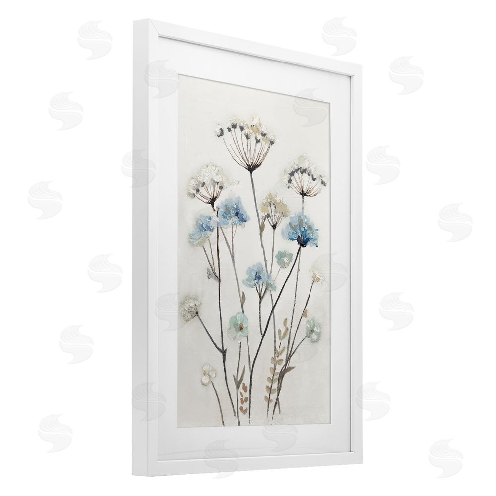Patricia Pinto Soft Jardin Azul White Framed Print Under Glass Wall Art