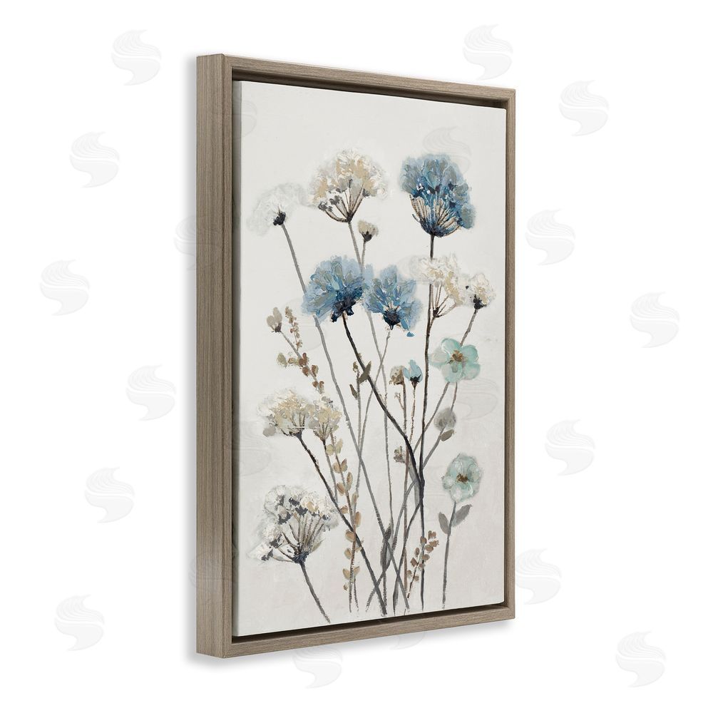 Sundance Graphics Blue & Beige Garden Brown Floating Frame Canvas Wall Art Print
