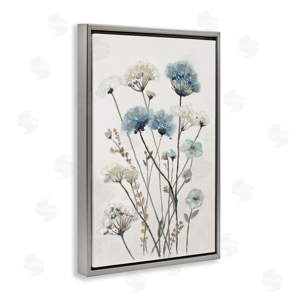 Sundance Graphics Blue & Beige Garden Gray Floating Frame Canvas Wall Art Print