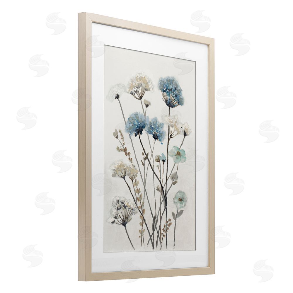 Sundance Graphics Blue & Beige Garden Birch Framed Print Under Glass Wall Art