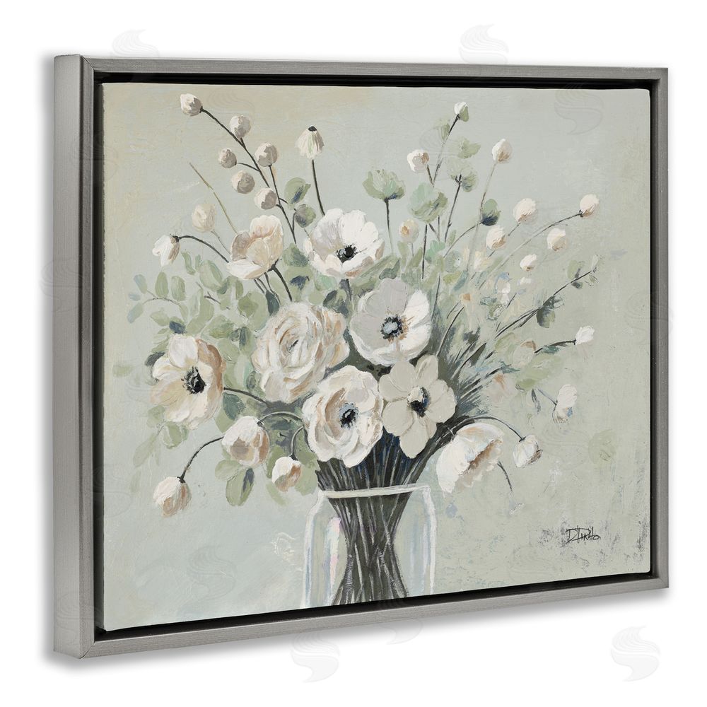 Patricia Pinto Siempre Bella Bouquet Gray Floating Frame Canvas Wall Art Print