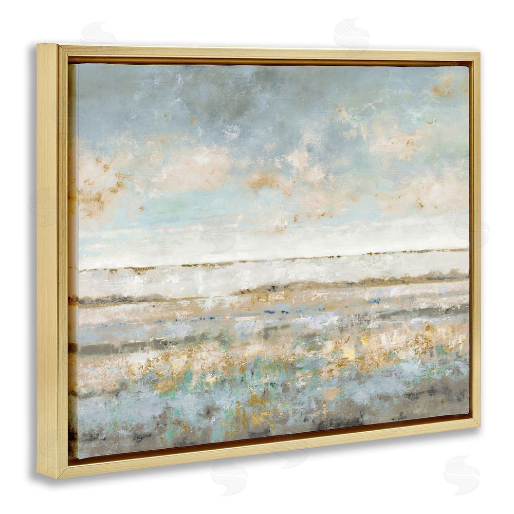 Lorenzo Collective Contemplative Mood Abstract Gold Floating Frame Canvas Wall Art Print