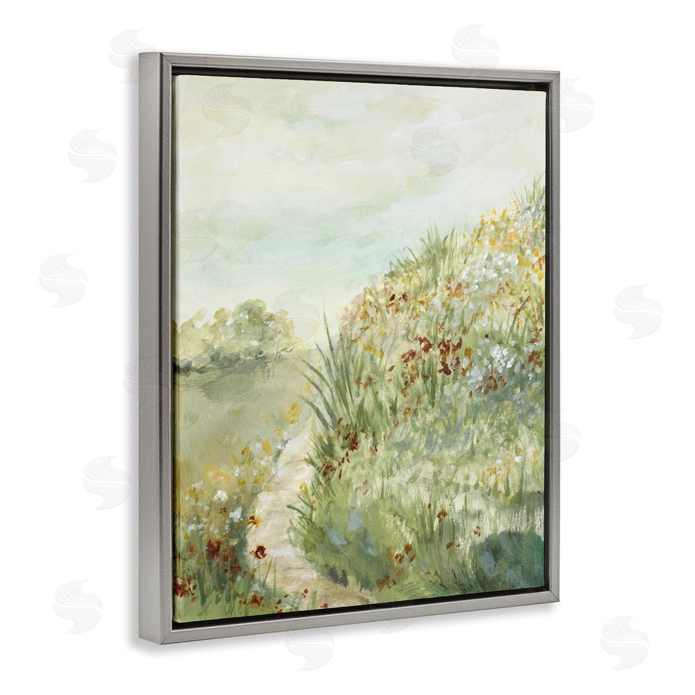 Lanie Loreth Hilltop Blooms & Winding Trail Gray Floating Frame Canvas Wall Art