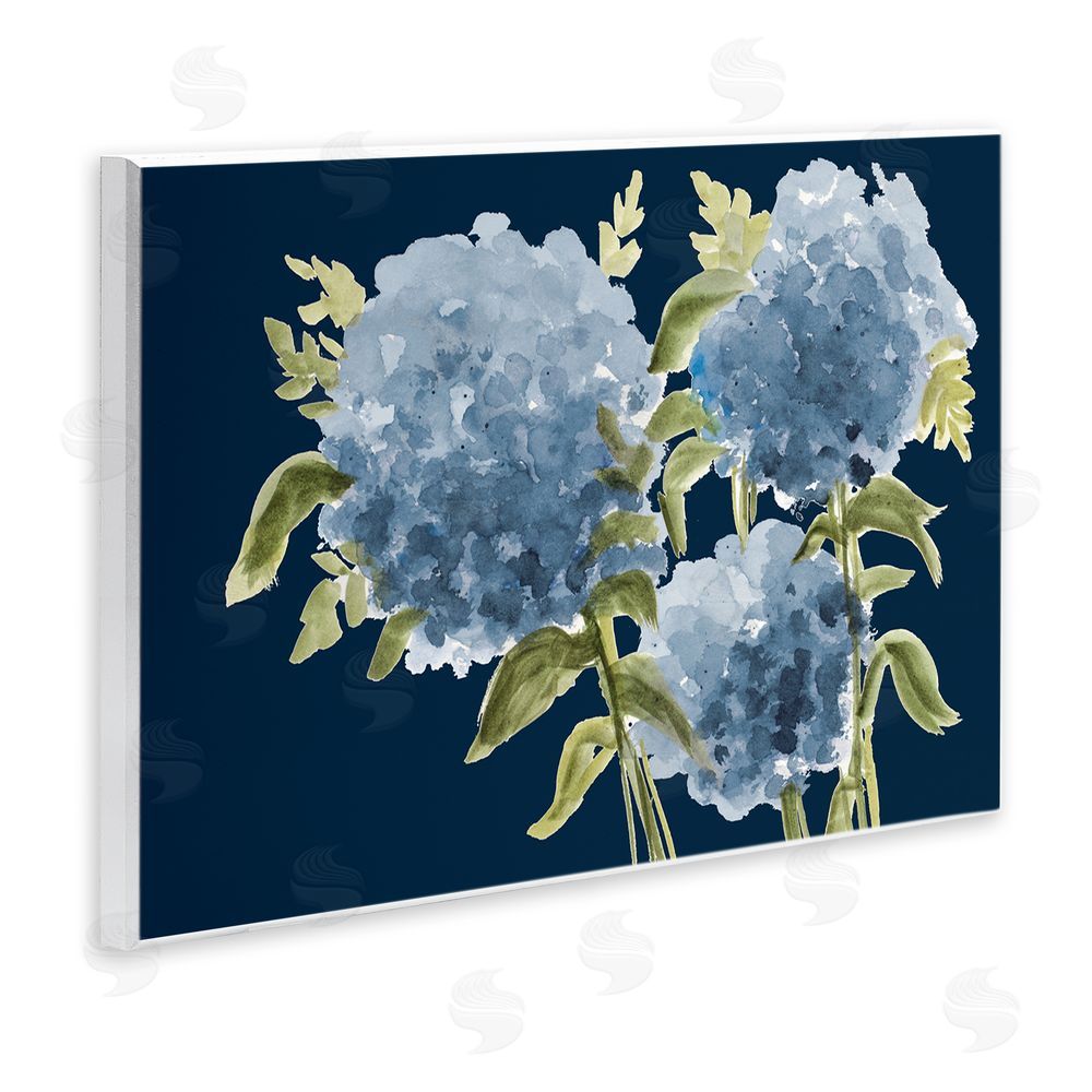 Janice Gaynor Blue Hydrangeas on Indigo Wall Plaque Art Print