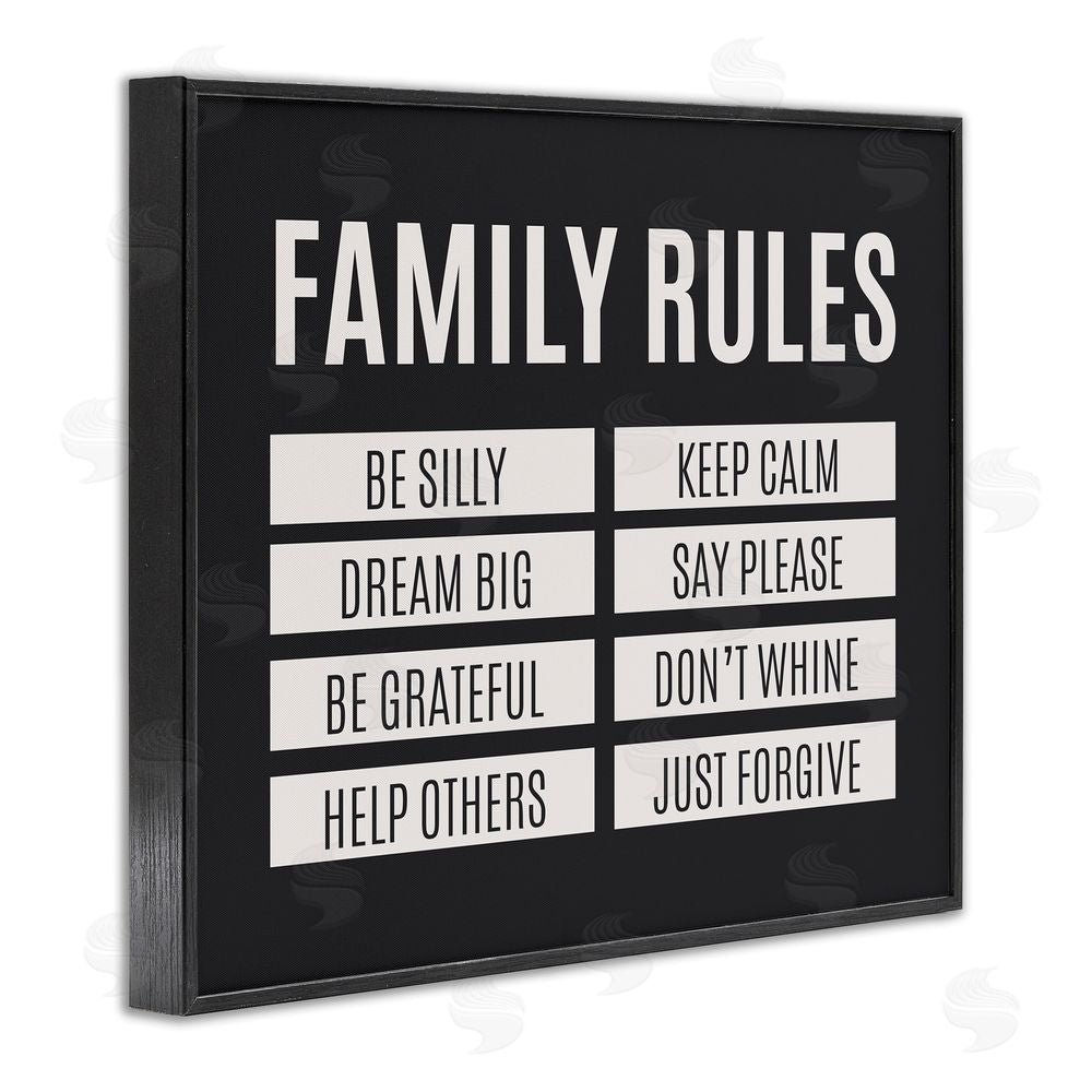 Sundance Graphics Family Rules Simple Black Black Framed Giclee Wall Art Print