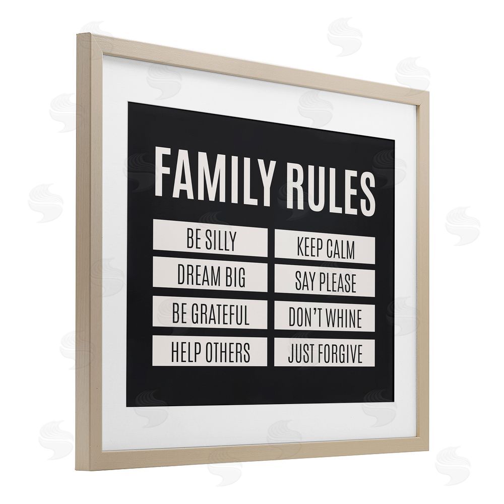 Sundance Graphics Family Rules Simple Black Birch Framed Print Under Glass Wall Art