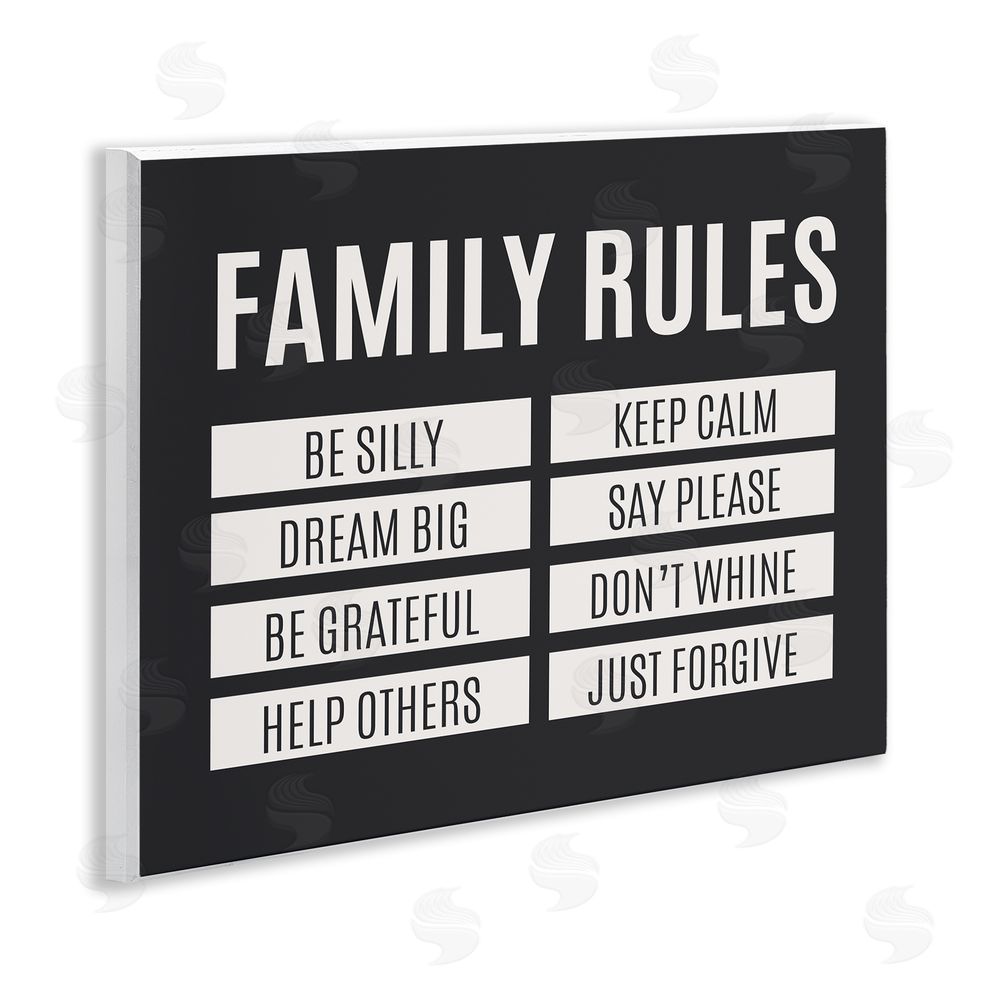 Sundance Graphics Family Rules Simple Black Wall Plaque Printed Art