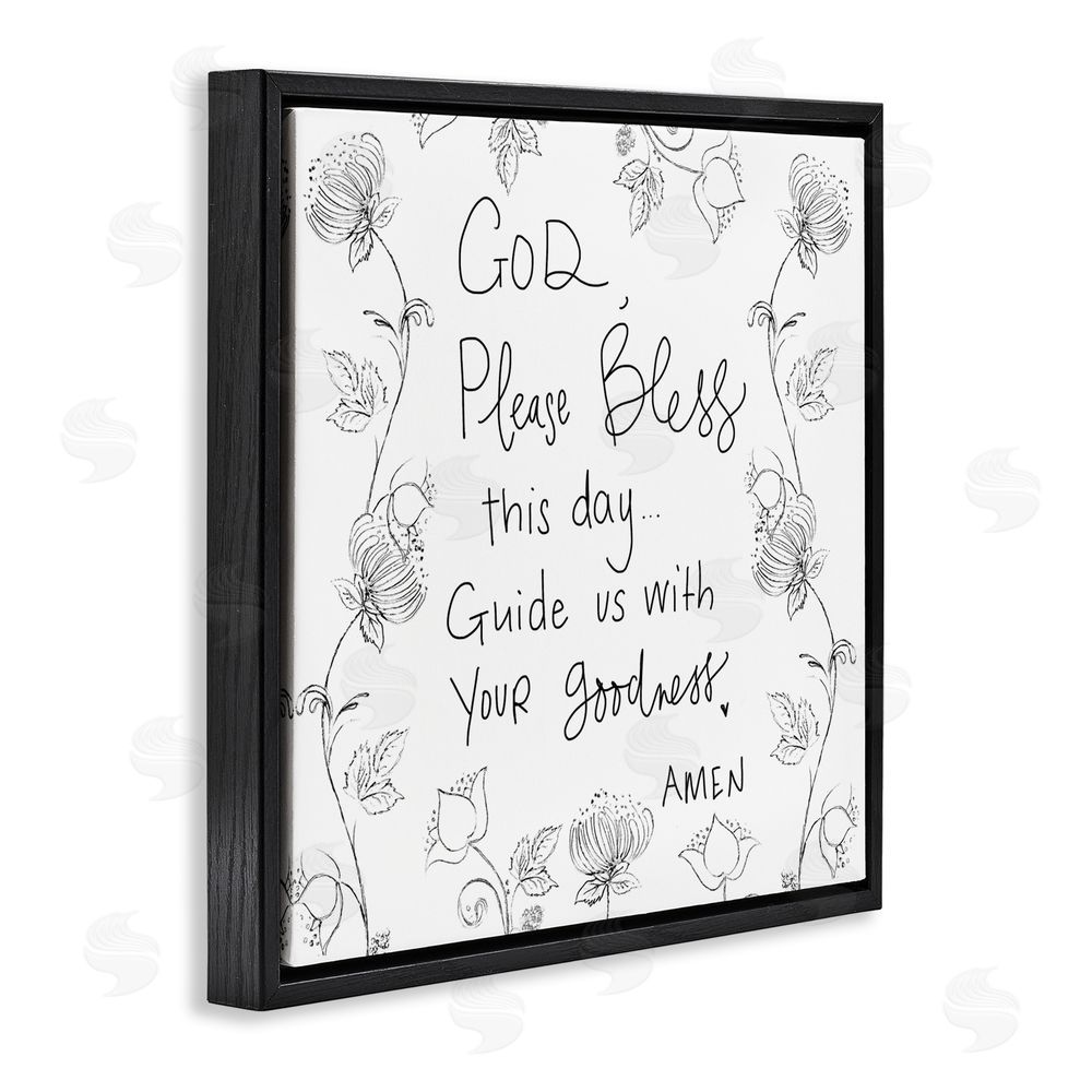 Sundance Graphics God Bless This Day Black Floating Frame Canvas Wall Art Print