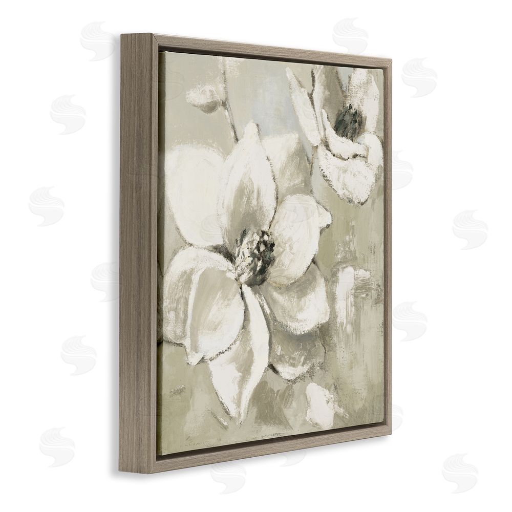 Sundance Graphics Magnolias After Rain Brown Floating Frame Canvas Wall Art Print