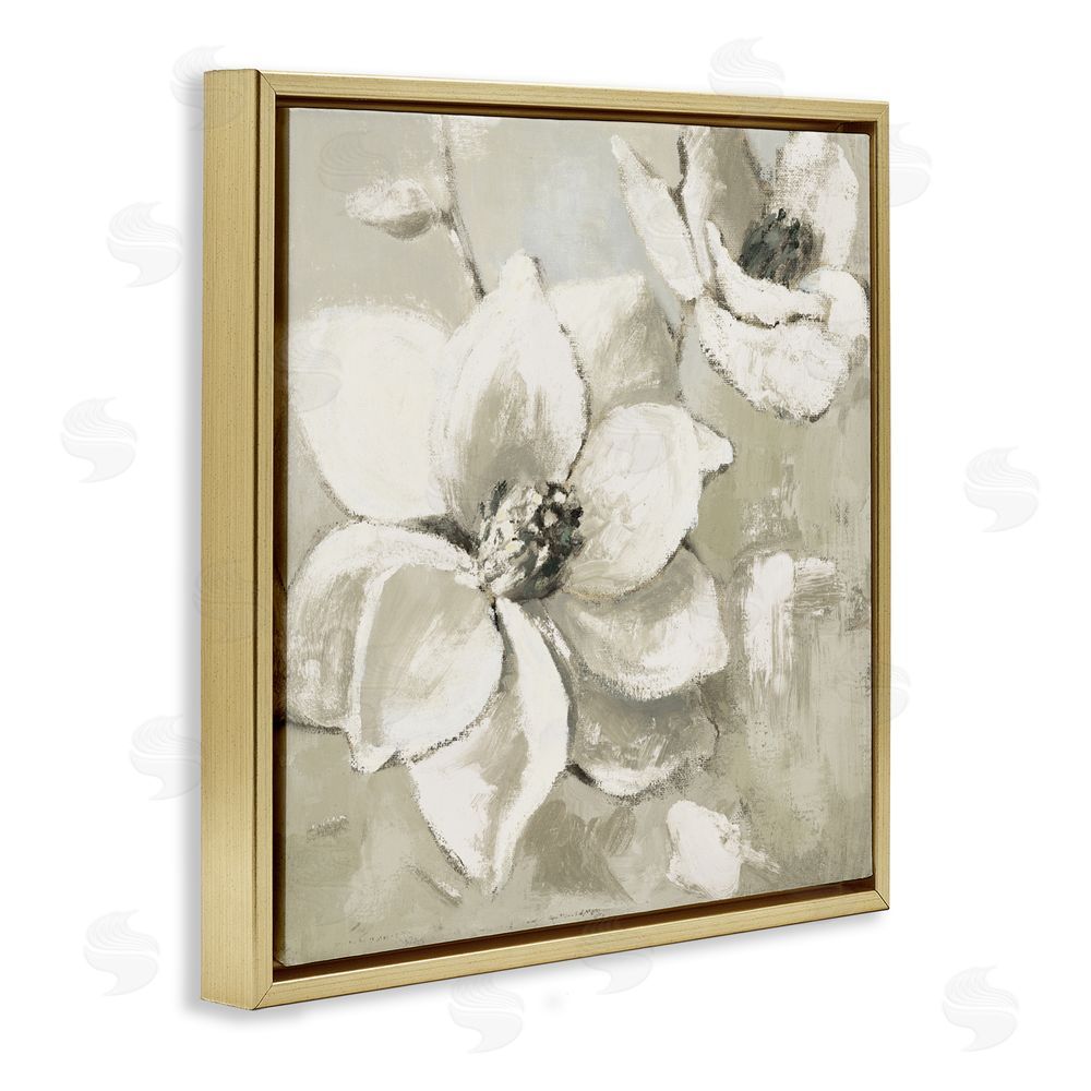 Sundance Graphics Magnolias After Rain Gold Floating Frame Canvas Wall Art Print