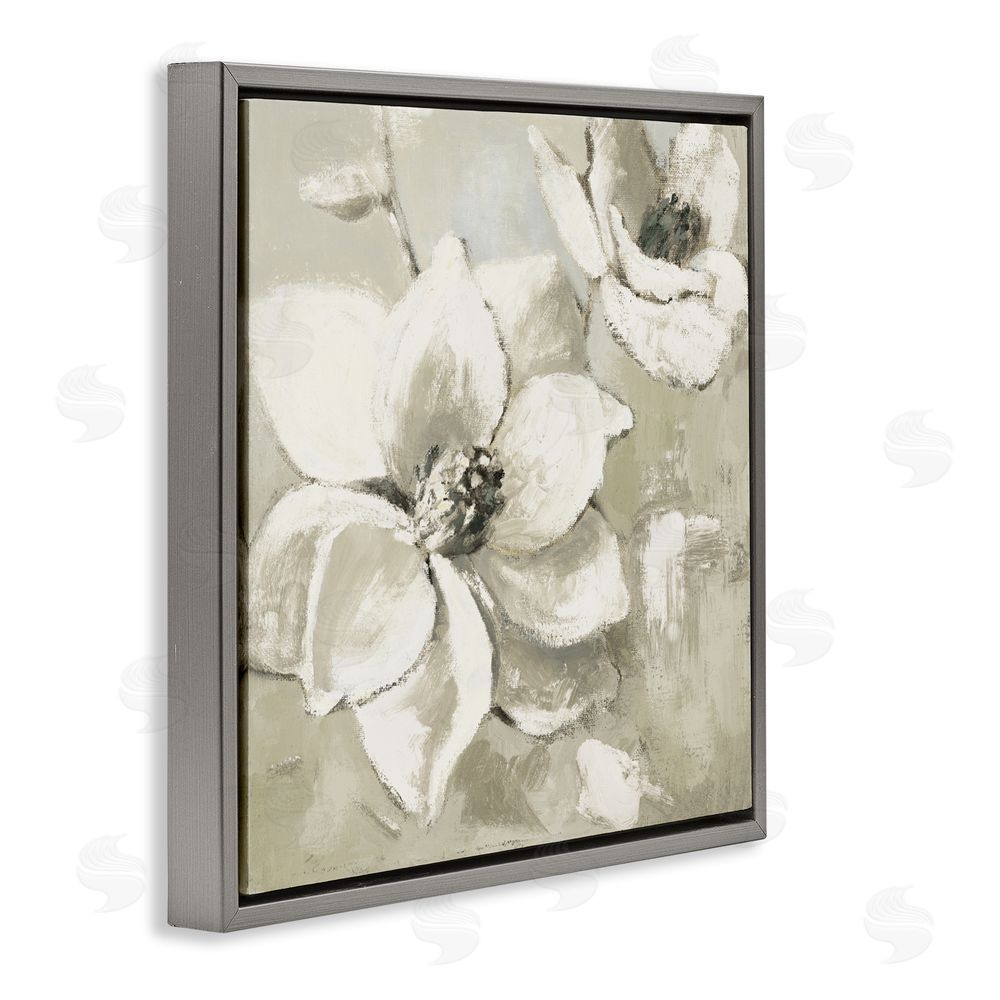 Sundance Graphics Magnolias After Rain Gray Floating Frame Canvas Wall Art Print