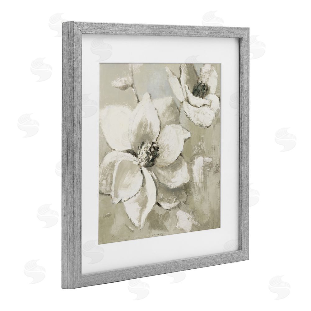 Sundance Graphics Magnolias After Rain Gray Framed Print Under Glass Wall Art