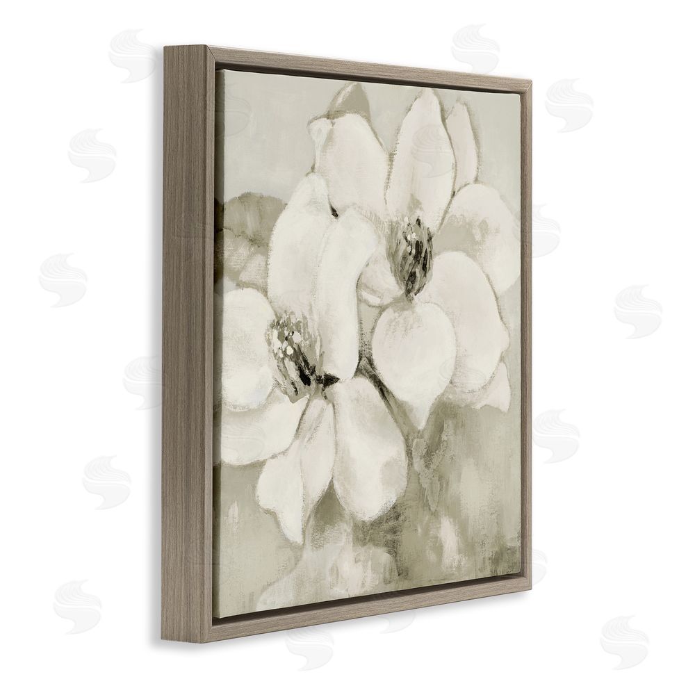 Lanie Loreth Subtle Beige Magnolias Brown Floating Frame Canvas Wall Art Print