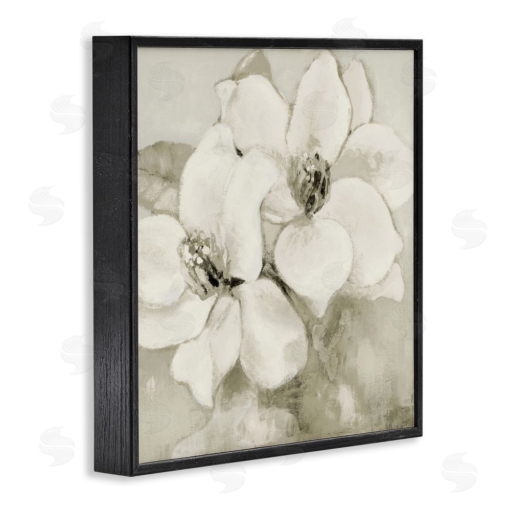 Lanie Loreth Subtle Beige Magnolias Black Framed Giclee Wall Art Print