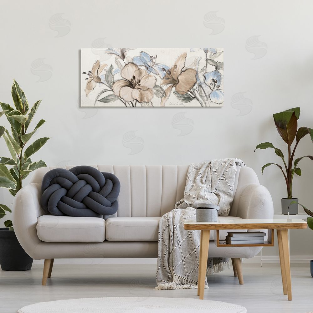 Lanie Loreth Whispering Florals Neutral Stretched Canvas Wall Art in Room