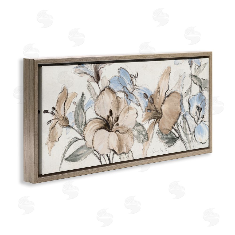 Lanie Loreth Whispering Florals Neutral Brown Floating Frame Canvas Wall Art Print