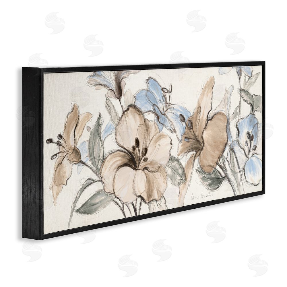 Lanie Loreth Whispering Florals Neutral Black Framed Giclee Wall Art Print