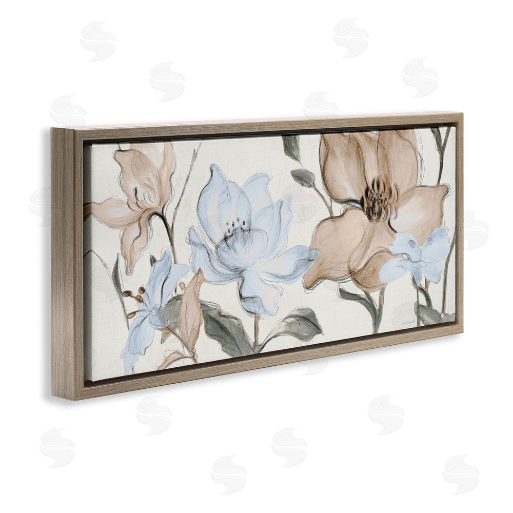 Lanie Loreth Soft Whispering Florals Brown Floating Frame Canvas Wall Art Print