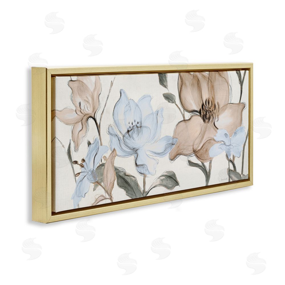 Lanie Loreth Soft Whispering Florals Gold Floating Frame Canvas Wall Art Print
