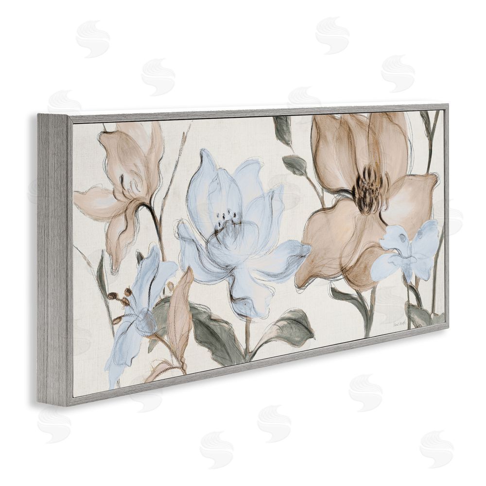 Lanie Loreth Soft Whispering Florals Gray Framed Giclee Wall Art Print