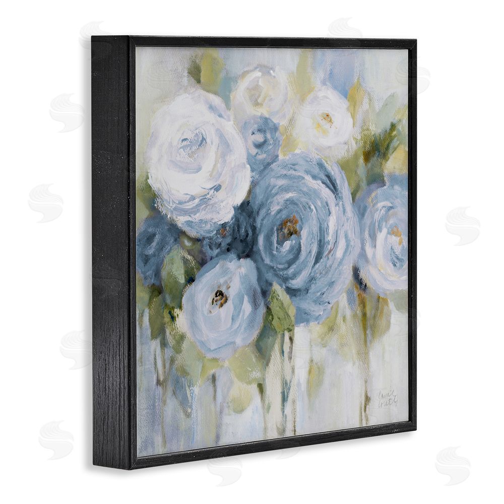 Lanie Loreth Softly Blooming In Blues Black Framed Giclee Wall Art Print