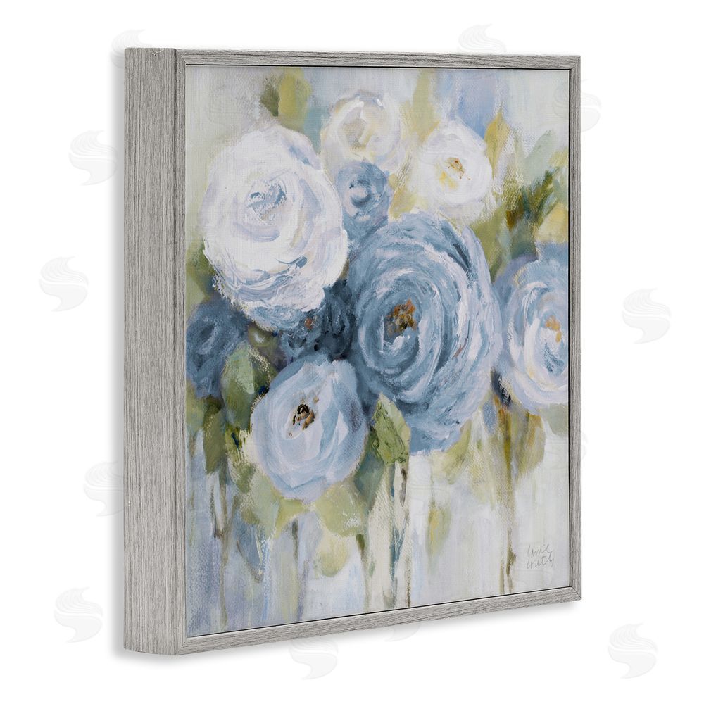 Lanie Loreth Softly Blooming In Blues Gray Framed Giclee Wall Art Print