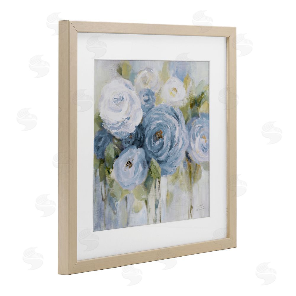 Lanie Loreth Softly Blooming In Blues Birch Framed Print Under Glass Wall Art