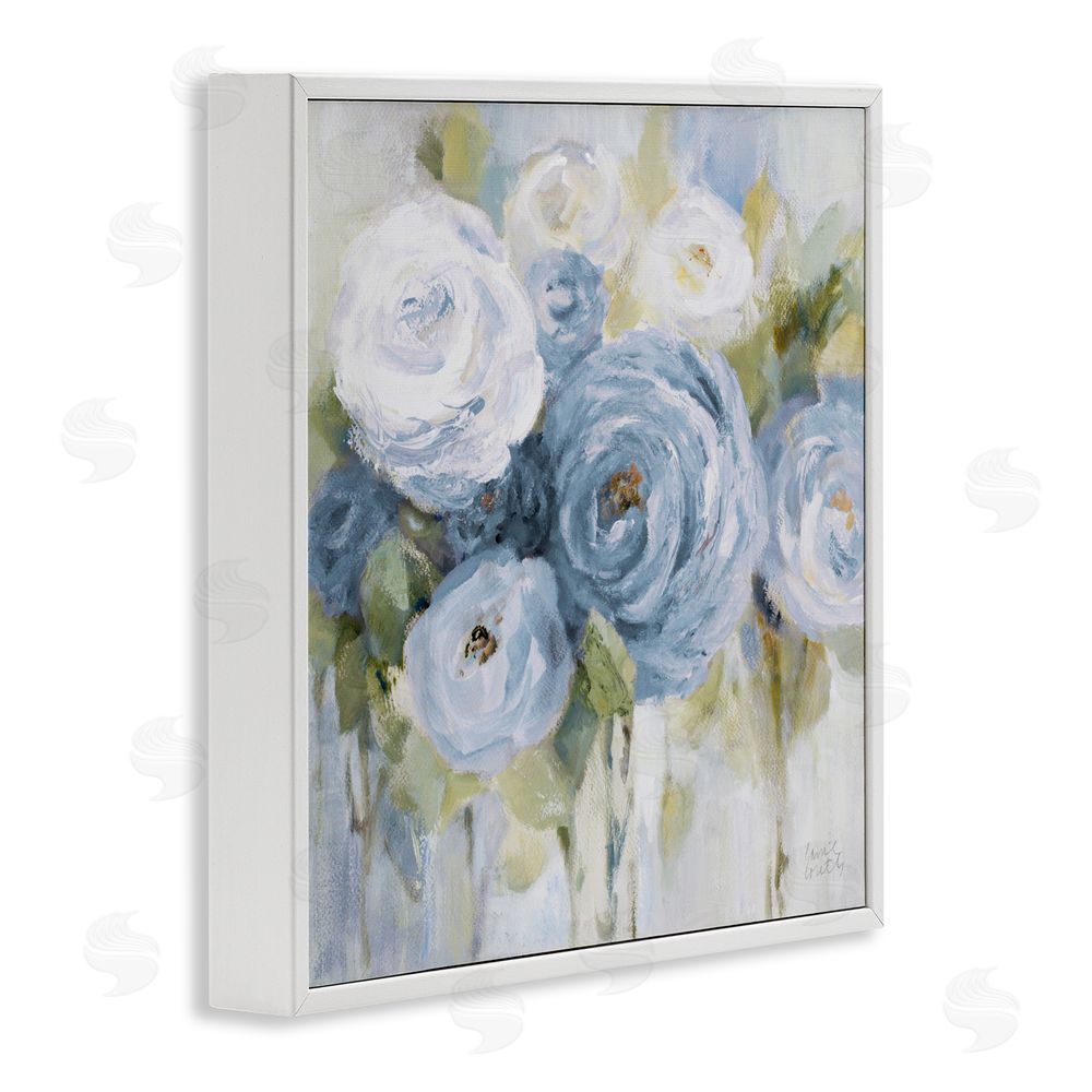 Lanie Loreth Softly Blooming In Blues White Framed Giclee Wall Art Print
