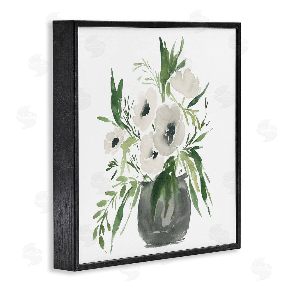 Lucille Price Rounded White Anemones Black Framed Giclee Wall Art Print