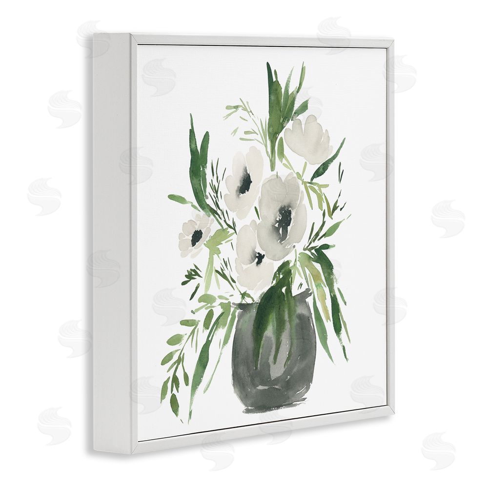 Lucille Price Rounded White Anemones White Framed Giclee Wall Art Print