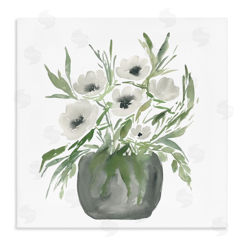 Lucille Price Soft White Anemones Stretched Canvas Wall Art Print