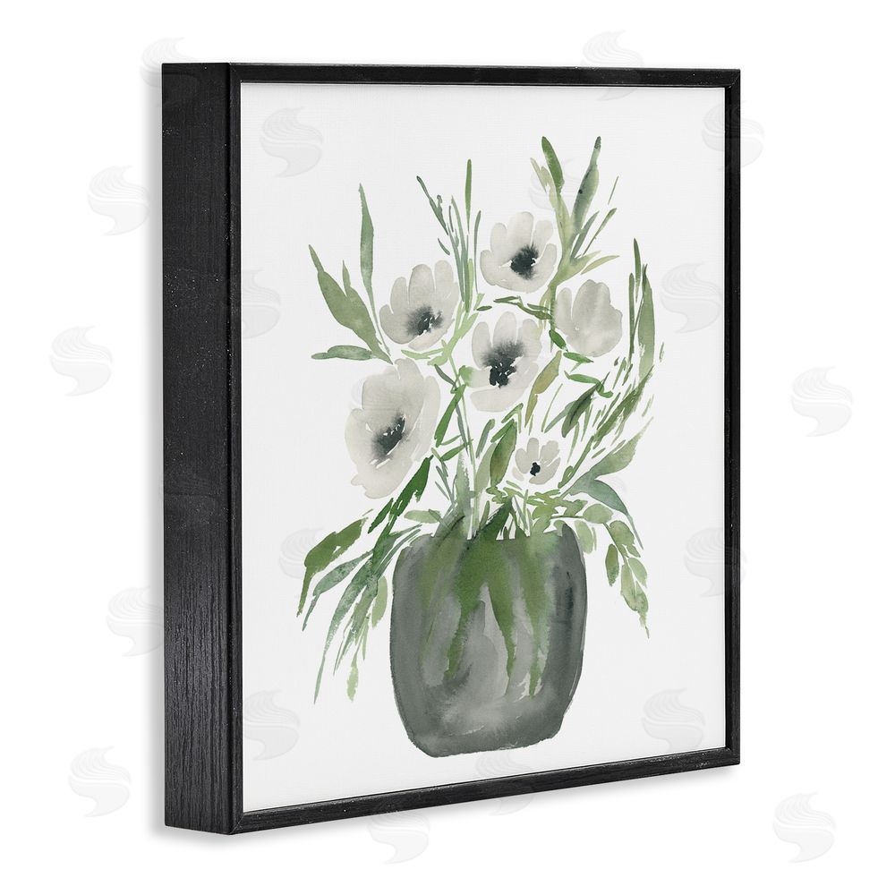 Lucille Price Soft White Anemones Black Framed Giclee Wall Art Print