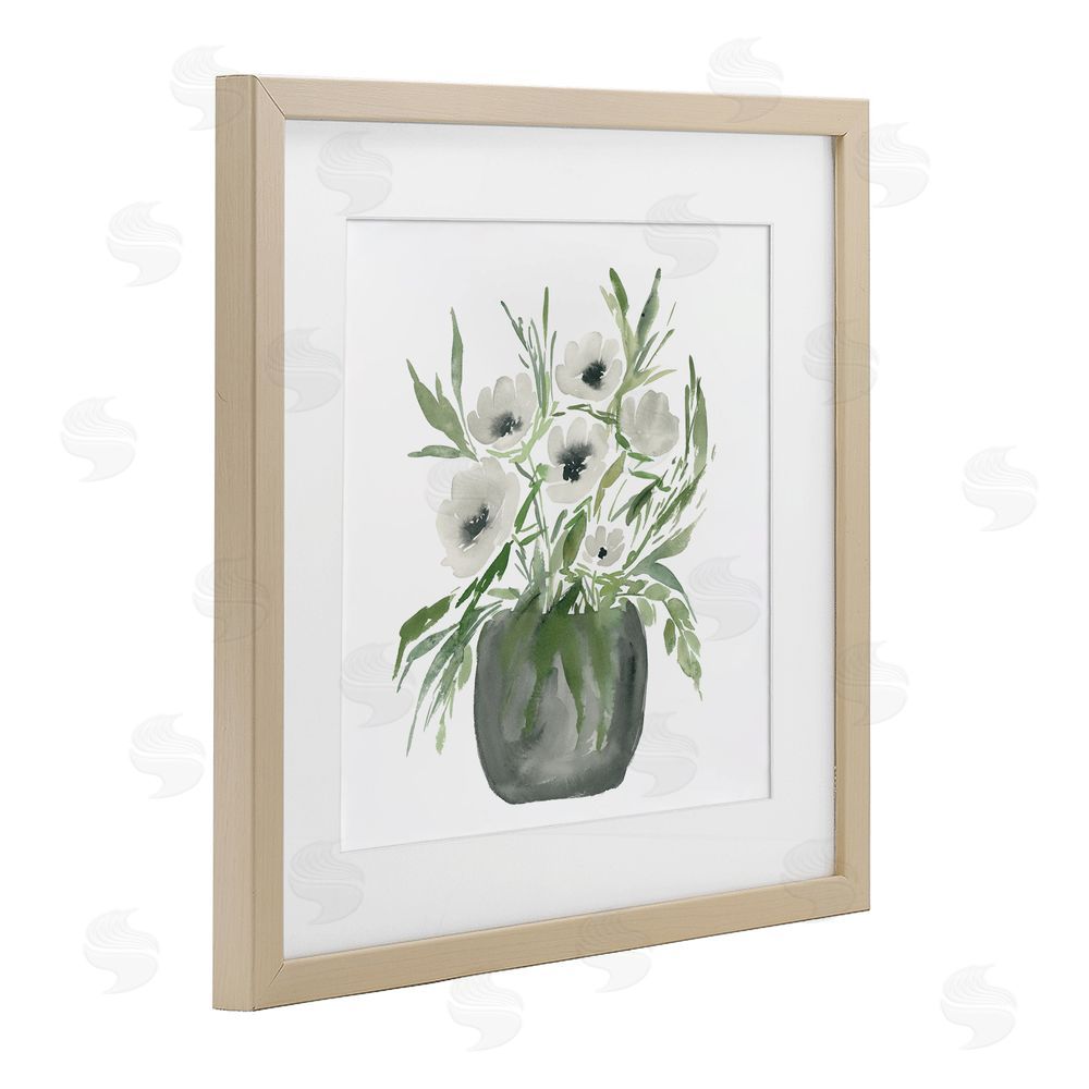 Lucille Price Soft White Anemones Birch Framed Print Under Glass Wall Art