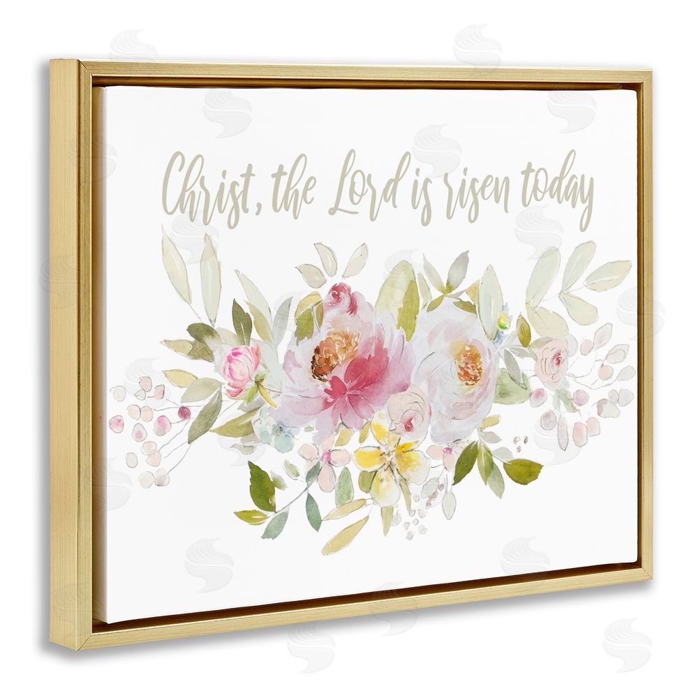 Sundance Graphics The Lord Is Risen Florals Gold Floating Frame Canvas Wall Art Print