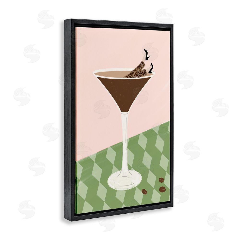 Sundance Graphics Glam Martini Splash Black Floating Frame Canvas Wall Art Print