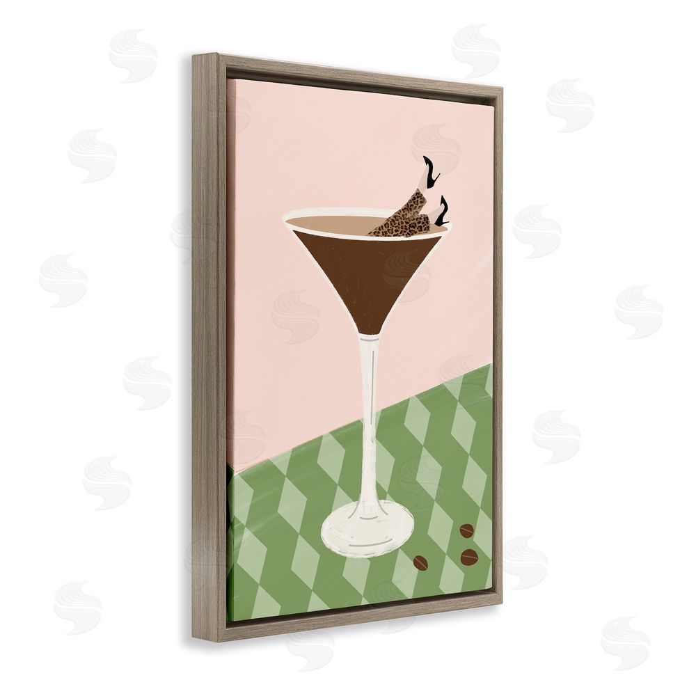 Sundance Graphics Glam Martini Splash Brown Floating Frame Canvas Wall Art Print