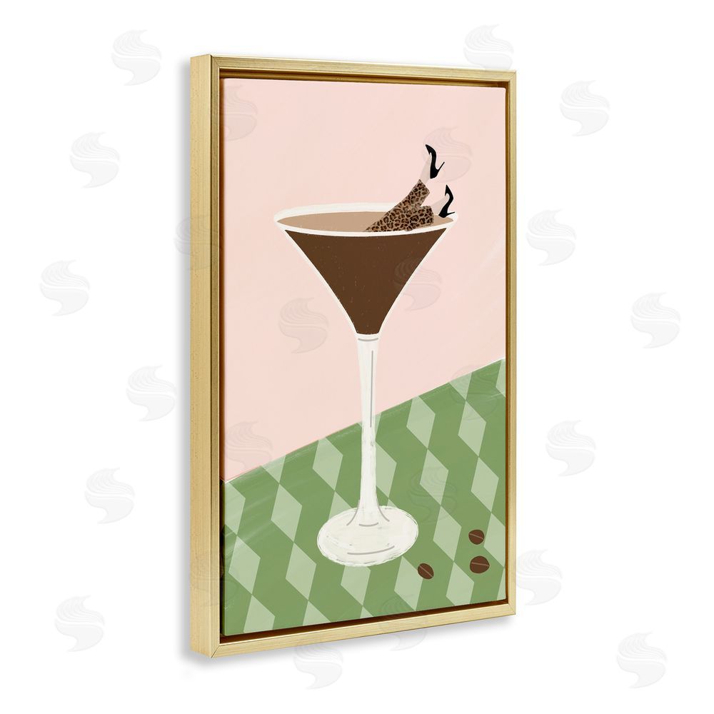 Sundance Graphics Glam Martini Splash Gold Floating Frame Canvas Wall Art Print