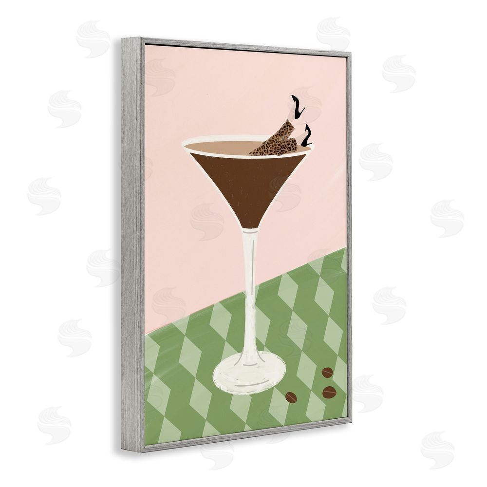 Sundance Graphics Glam Martini Splash Gray Framed Giclee Wall Art Print
