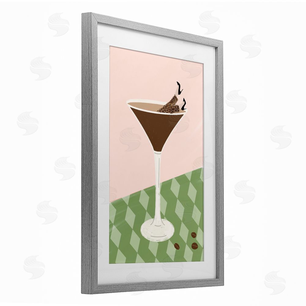 Sundance Graphics Glam Martini Splash Gray Framed Print Under Glass Wall Art