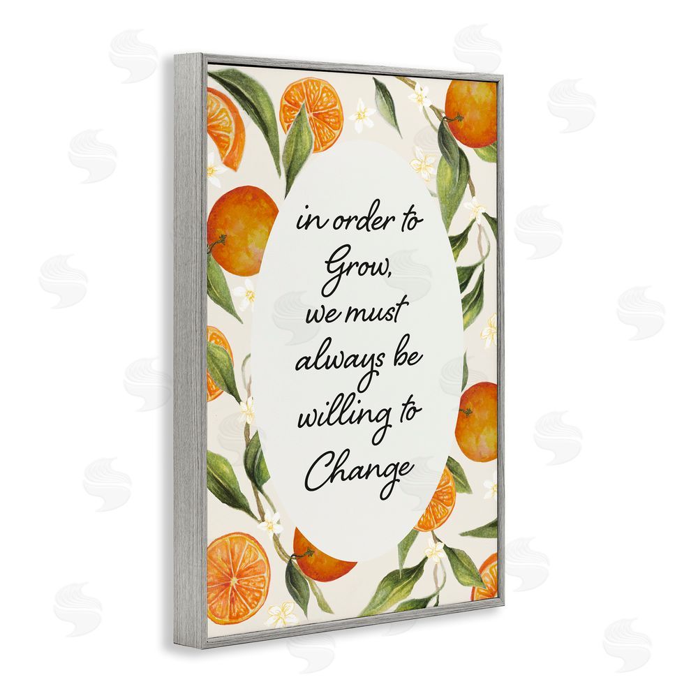 Janice Gaynor Willing To Change Quote Gray Framed Giclee Wall Art Print
