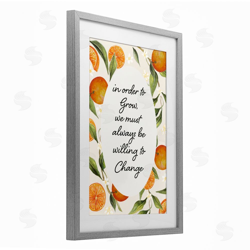 Janice Gaynor Willing To Change Quote Gray Framed Print Under Glass Wall Art