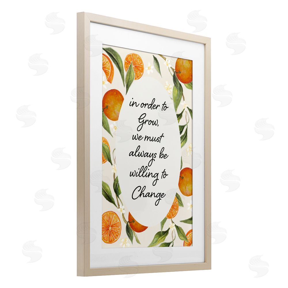 Janice Gaynor Willing To Change Quote Birch Framed Print Under Glass Wall Art