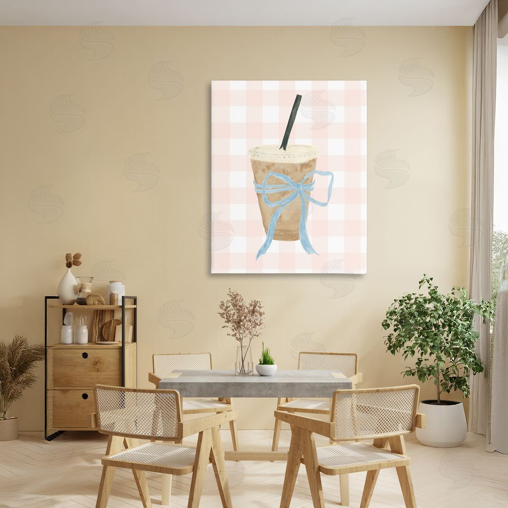 Sundance Graphics Iced Coffee on Gingham Canvas Wall Art Print in Room